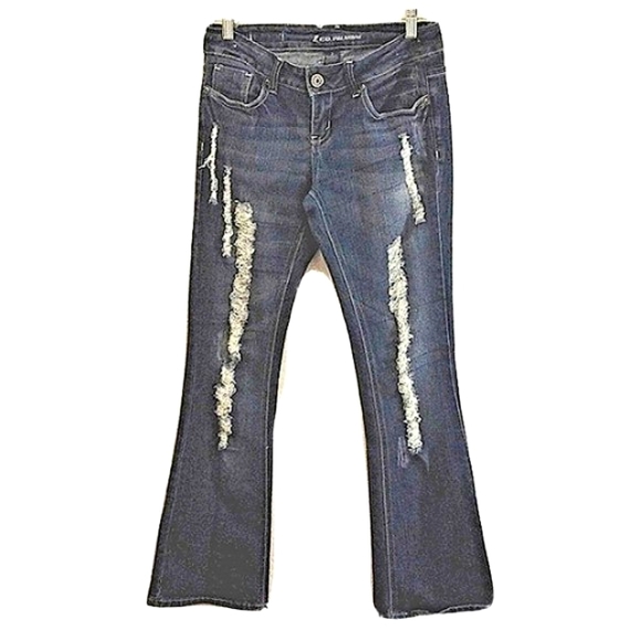Z.CO Premium Jeans DARK BLUE Distressed High Rise FLARES Size 7 Boot Cut Bohemia - Picture 3 of 14